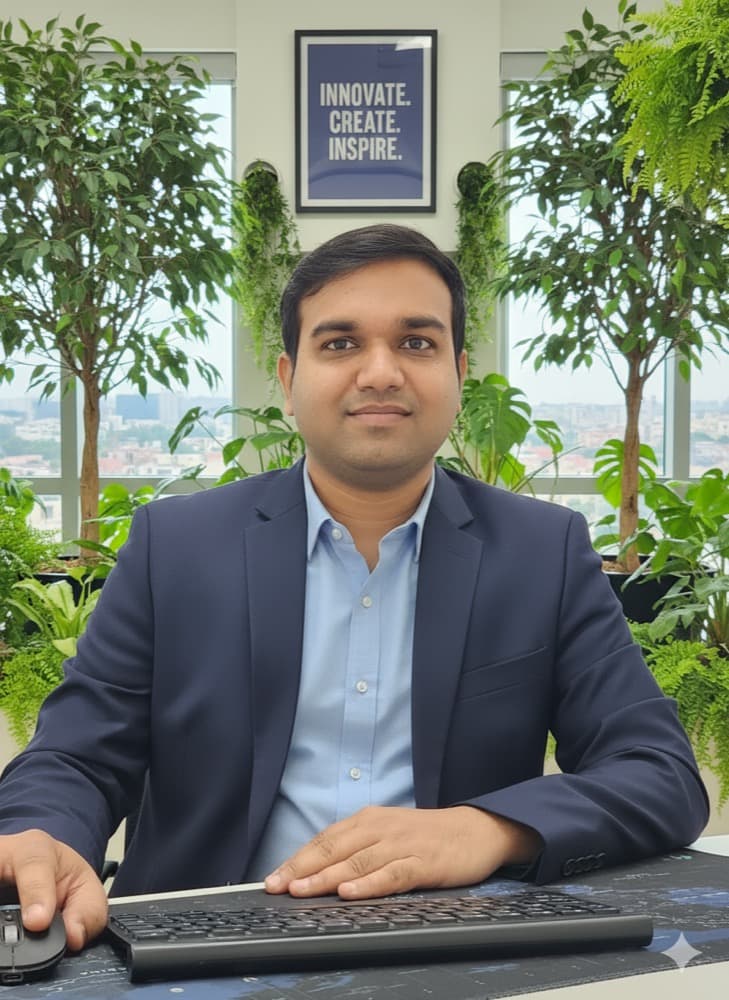 Puneet Singhal, Senior AI Engineer and AI Solutions Architect, at his desk